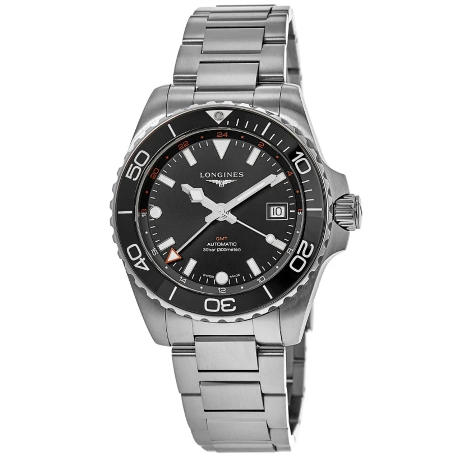 Novo Relógio Masculino Longines HydroConquest GMT Automático 43mm Preto L3.890.4.56.6
