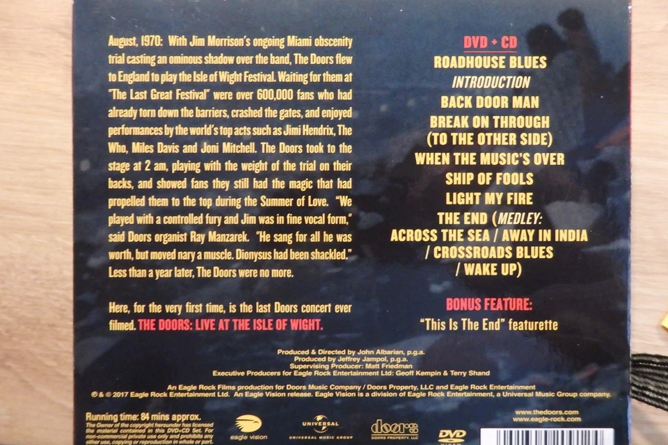 THE DOORS - Live at The Isle Of Wight Festival 1979 - CD/DVD-Digi Eagle 2017 - Bild 2 von 2