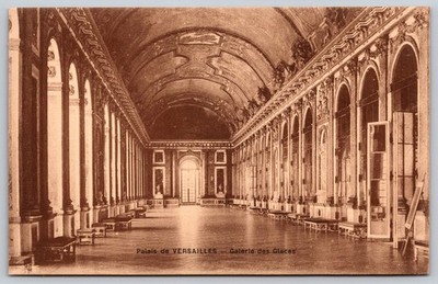 Vintage Palais de Versailles Galerie des Glaces Sepia Postcard Mme Moreau A310