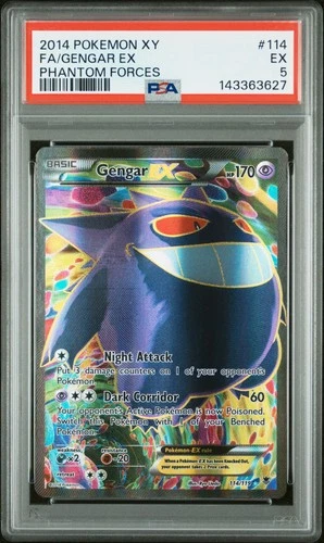 2014 POKEMON XY PHANTOM FORCES #114 FULL ART/GENGAR EX PSA 5