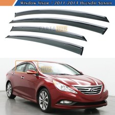 For 2011-2014 Hyundai Sonata Chrome Trim Smoked Tinted Window Visor Rain Guards