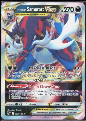 Hisuian Samurott VSTAR 102/189 Holofoil UR SWSH10: Astral Radiance NM Pokemon