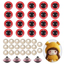 30mm Safety Eyes, 20Pcs Realistic Doll Crocheting Safety Eyes Red