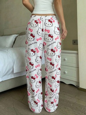 Hello Kitty Damen Schlafanzughose aus weichem Strickstoff mit süßem Billig24