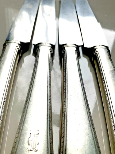 Wallace Sterling Silver handle Deco Set of 4 knives Stainless Blades 280g total