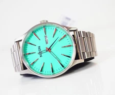 Nixon Sentry SS Watch Silver / Turquoise A356-2084-00 NWT