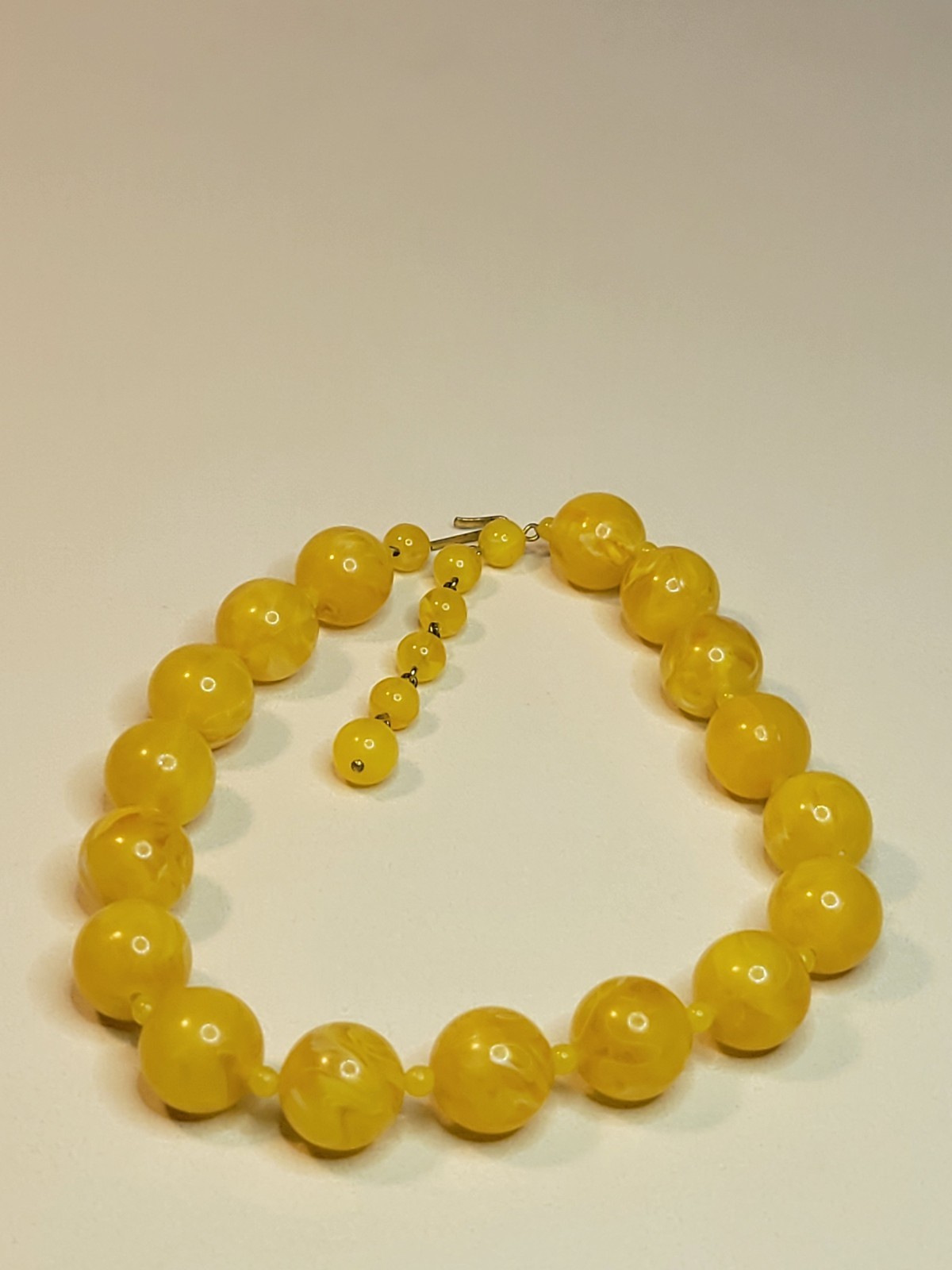 Large Yellow Marbled Translucent Lucite Beaded 17… - image 2