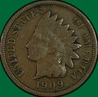 1909 Indian Head Cent Very Good VG Coin, Scratch #40707