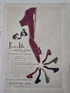 1955 Women's Paradise Kittens Shoes with Neolite Soles Vintage Fashion Ad 