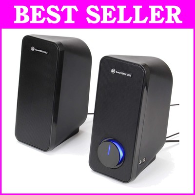 Premium 2-Way USB Computer Speakers with LED Volume for Desktop Audio