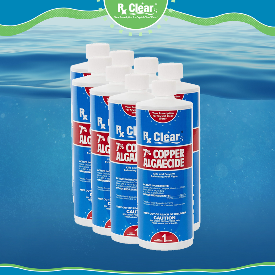 Rx Clear Swimming Pool 7% Copper Algaecide Chemical - 32 oz - (Choose ...