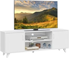 Panana TV Stand, Entertainment Center with 2 Doors and 2 Cubby Storages
