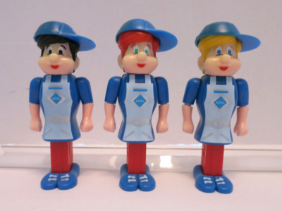 3 VTG Euro PEZ Pals Aral Gas Station Promotion Full Body Parts Diff Hair Color