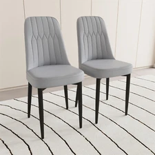 Set of 2/4 Dining Chairs PU Leather Upholstered Chair with Metal Leg for Kitchen