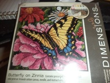 Dimensions Needlepoint Kit Butterfly On Zinnia NIP