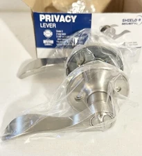 Shield Security Privacy Lockset #913836 Wave Lever Satin Nickel Finish (New)