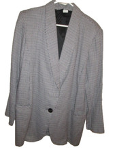 Vintage Grey Blazer Jacket Mini Houndstooth 90s Y2K Size L Made in USA