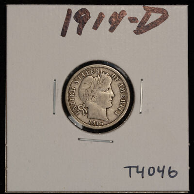 1914-D 10c Barber Silver Dime - VF - Value Coin - SKU-T4046 | eBay
