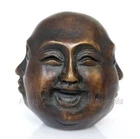 4 Faces Carved Buddhism Buddha Head Sculpture Statue OLD SIGNED BRONZE ;7CM