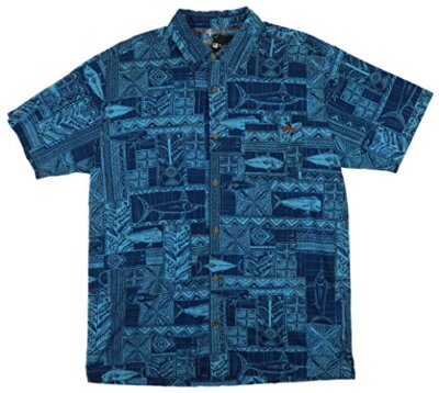 Salt Life Herren Tahitisch Meere Gewebt Knöpfe Kurz Hemd Marineblau S