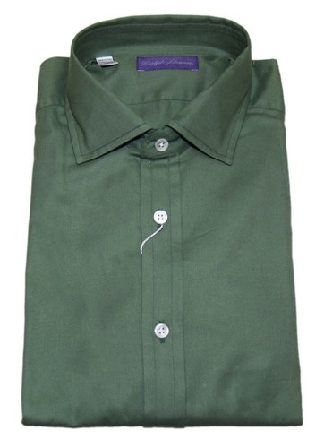 425 $ Ralph Lauren Purple Label Herrenhemd einfarbig grün verteilt Italien Medium - Bild 2 von 3