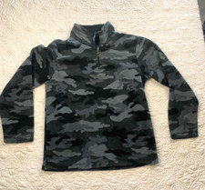 The Children's Place MEDIUM 7/8 Quarter Zip Fleece Pullover Grey/Camo Girls Boys