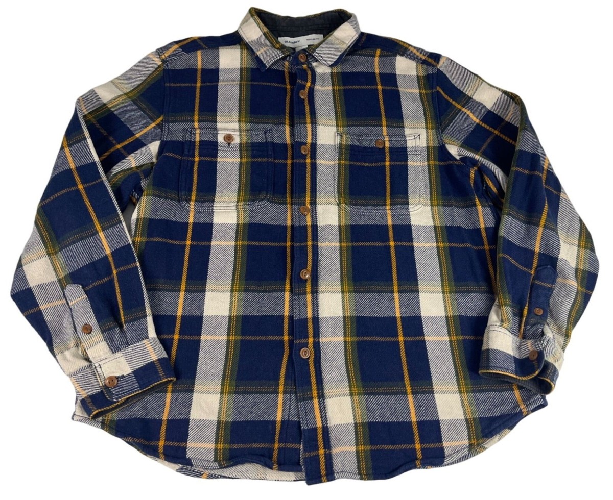 Men's Flannel Button-Down Shirt - Regular Fit Long Sleeve Plaid Casual Shirt In Yellow, For Holiday, Outdoor, Everyday Wear