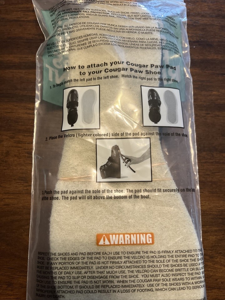 Cougar Paws Peak Performance Boot Replacement Pads Pair Size 10.511
