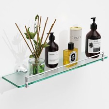 Glass Shelves for Bathroom,20-Inches Brushed Nickel Floating Glass Shelves Stain