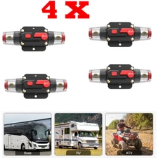 80A Inline Circuit Breaker Resettable 12-24V DC Manual Reset Fuse Holder 4PCS