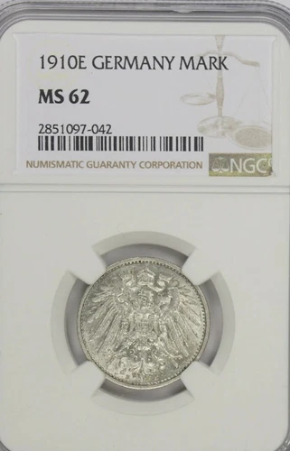 1910 E Silver Mark ⭐POP 1/1⭐.  NGC MS62 Germany . Highest Graded 