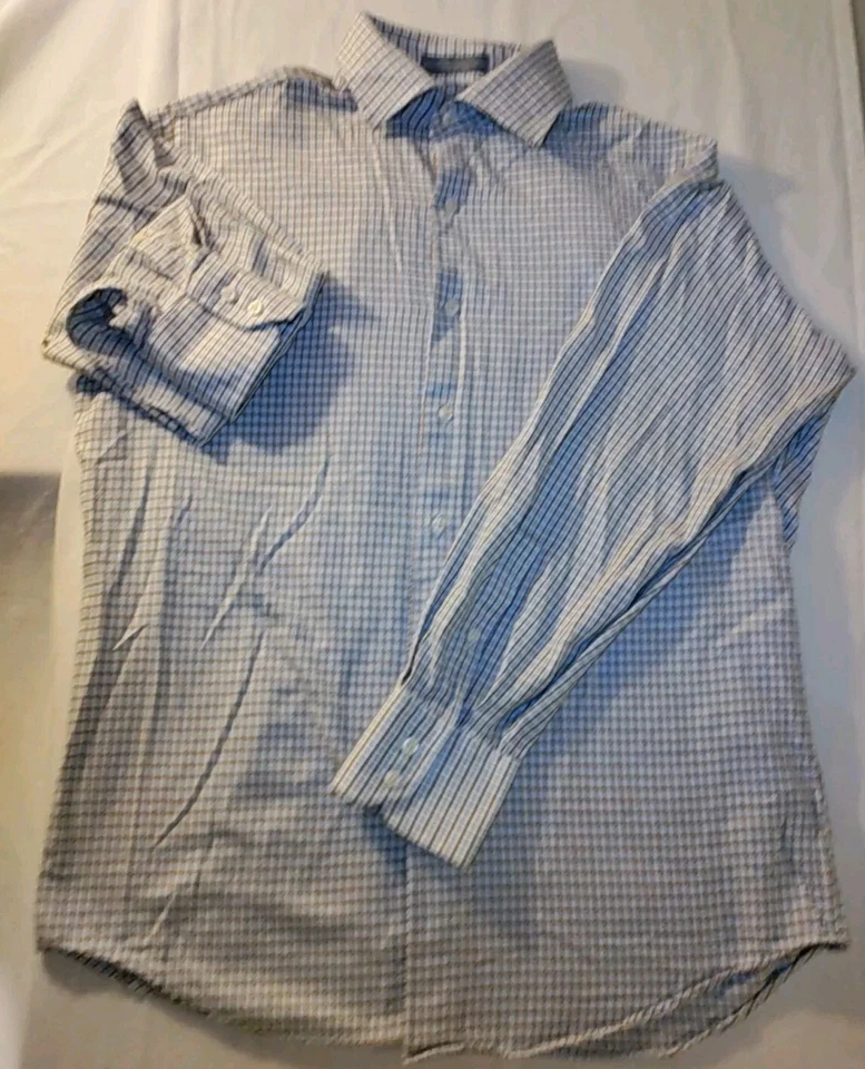 Daniel Cremieux Collection Italian Fabric Brown Blue & White Check Shirt L NWOT - Image 2 of 4