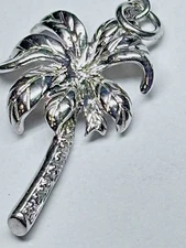 925 DDB Sterling Silver Pave Diamonds Palm Tree Charm/Pendant 2.1g