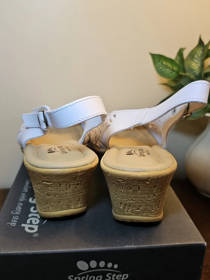 SPRING STEP Olivia Sandal White size 11  Slip On Comfort Leather Made in Italy - Image 3 of 4