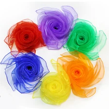 12Pcs Dance and Juggling Scarves Silk Square Play Scarves 6 Colors (24" x 24")