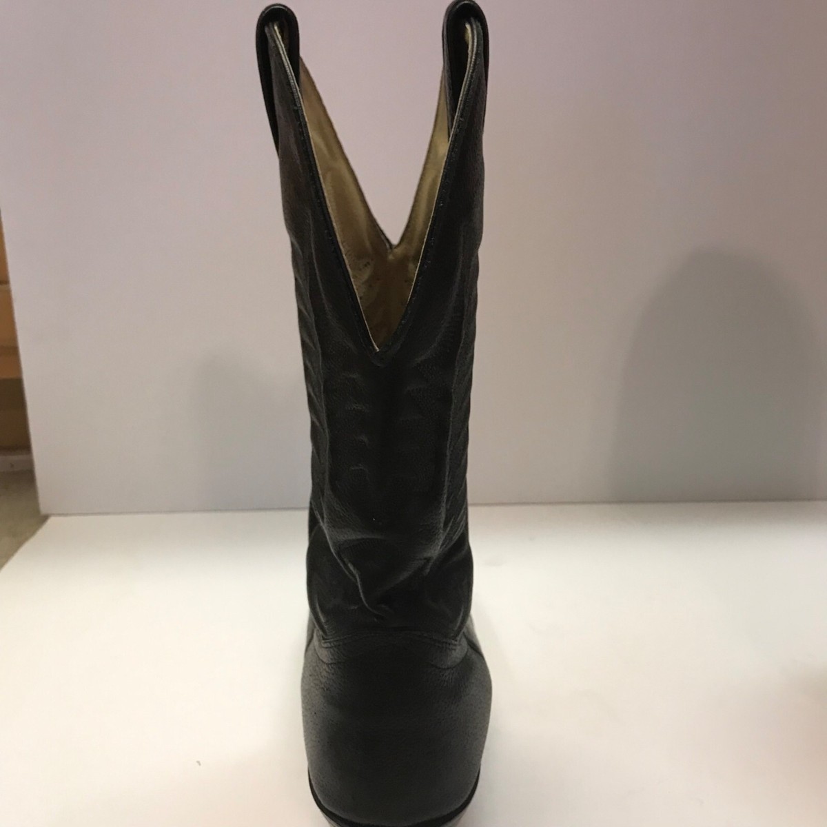 Vintage Black Leather Boulet Men’s Western Cowboy Boots Size 8 D Style 9502 Boulet 9502 Sporty Black Deer Leather Cowboy | Mercari main image 2