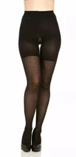 SPANX Love Your Assets Black Size 4 Textured Wish Bone Shaping Tights