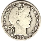 1915 D Barber Half Dollar grades GOOD + ~ FULL RIMS ~ SEE THE SCAN    stk v 5