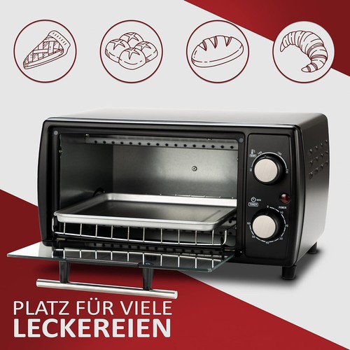 Minibackofen, 1.000 Watt, 10 Liter, inkl. Backblech und Grillrost, Pizzaofen 90° - Bild 6 von 7