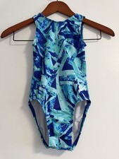 GL Elite Gymnastics Practice Leotard Sleeveless blue Size Child Medium
