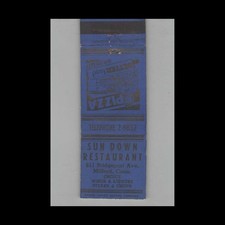Matchbook Cover Sun Down Restaurant Milford CT