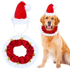 GOYOSWA Dog Christmas Outfit, Santa Hat Collar Large, Red01