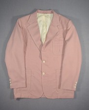 Vintage Blazer Mens 46L Pink Leisure Suit Jacket Polyester Lined Pockets Mod