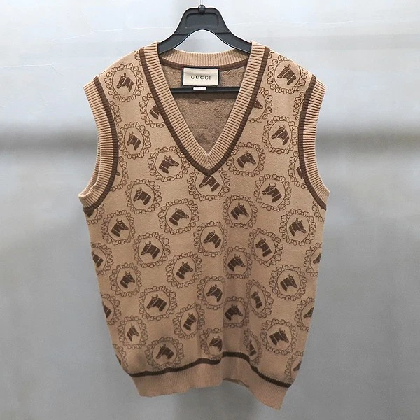 トップス Gucci knitted vest NWT Red GUCCI Vest GG cotton knit vest GG cotton jacquard knit