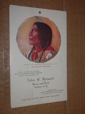 BUFFALO NY 1908 POSTCARD - NATIVE AMERICAN JOHN HEINOLD GRAIN FEED ADVERTISEMENT