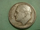 1949 S Key Date Silver Roosevelt Dime - album filler actual coin in photo