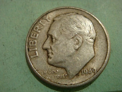 1949 S Key Date Silver Roosevelt Dime - album filler actual coin in photo