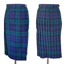 Vintage Ben Nevis Women's Wool Kilt Pleated Tartan Midi Skirt Blue Green