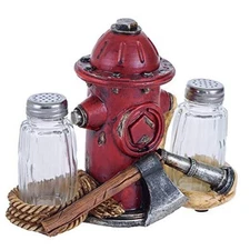  Fire Hydrant Salt And Pepper Shaker - Two Glass Shakers, Fire Fire Hose