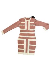 Fashion Nova, Shake It Up Bodycon Dress, Mauve/White, Size Small, NWT, #0097